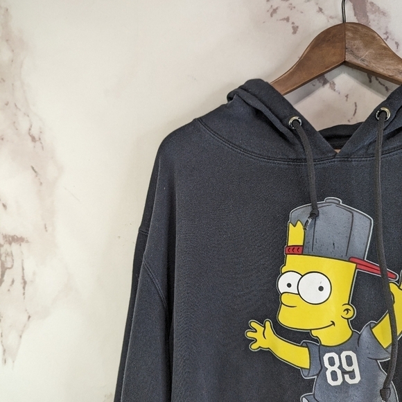 Neff Bart Simpson Hoodie Mens Large Black Skate Graphic Pullover Sweatshirt - Picture 2 of 11